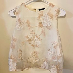 Zara white floral lace sleeveless top